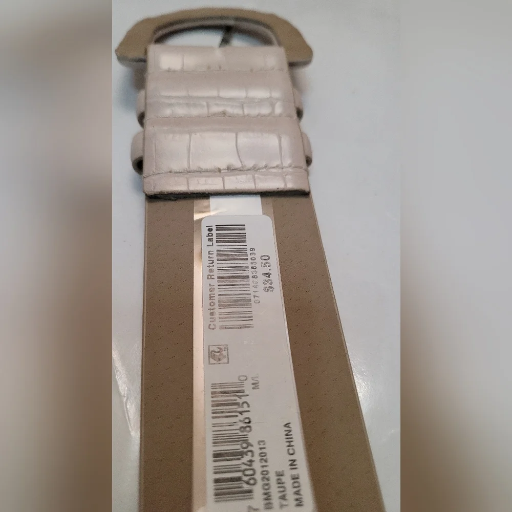 INC International Concepts Croc Embossed Stretch Belt Taupe Size M L New $35